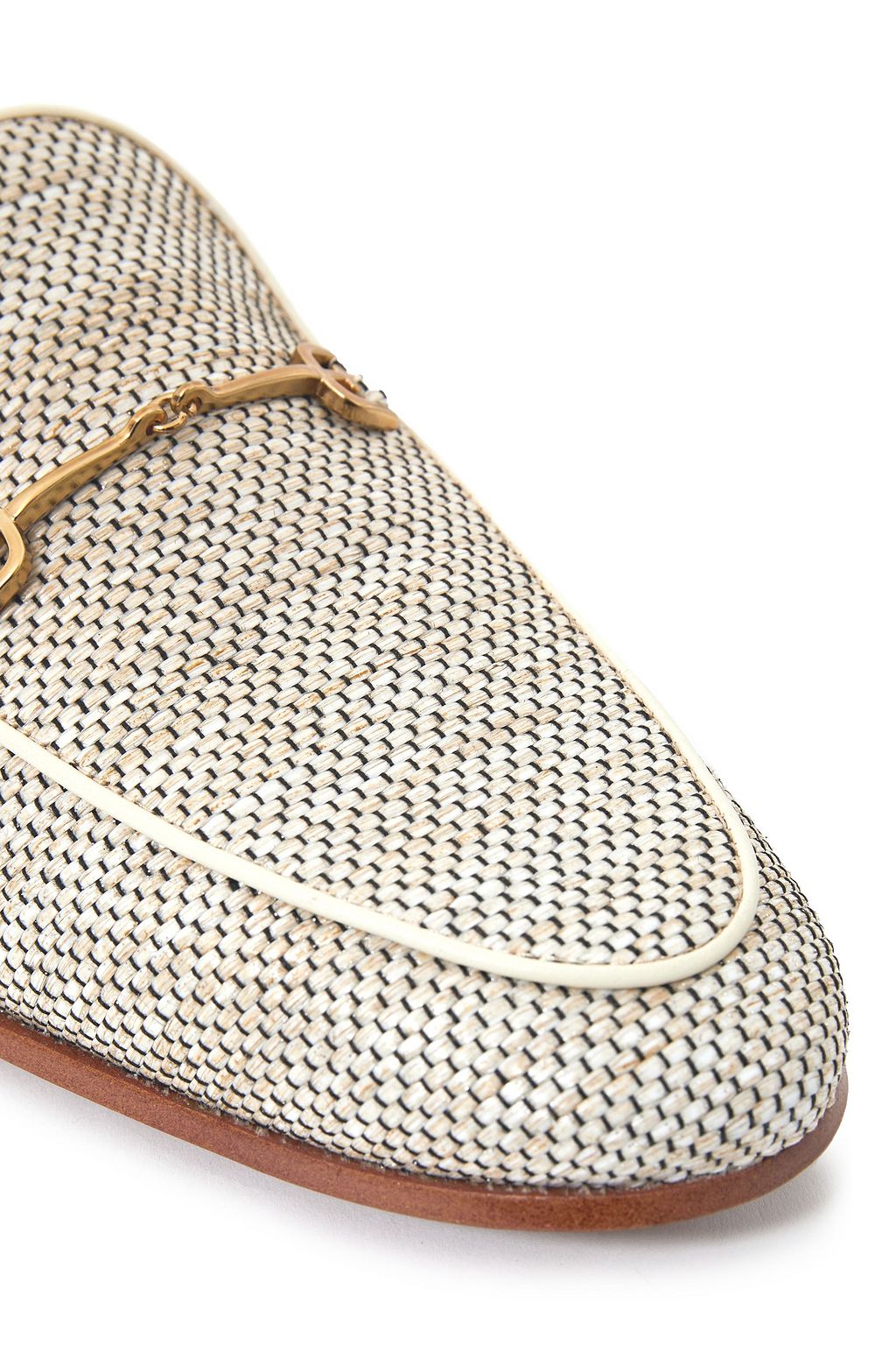 SAM EDELMAN Embellished metallic woven slippers