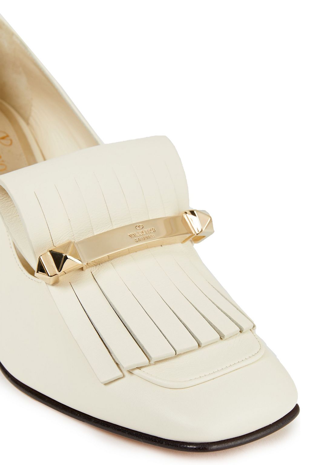VALENTINO GARAVANI Uptown fringed embellished leather pumps