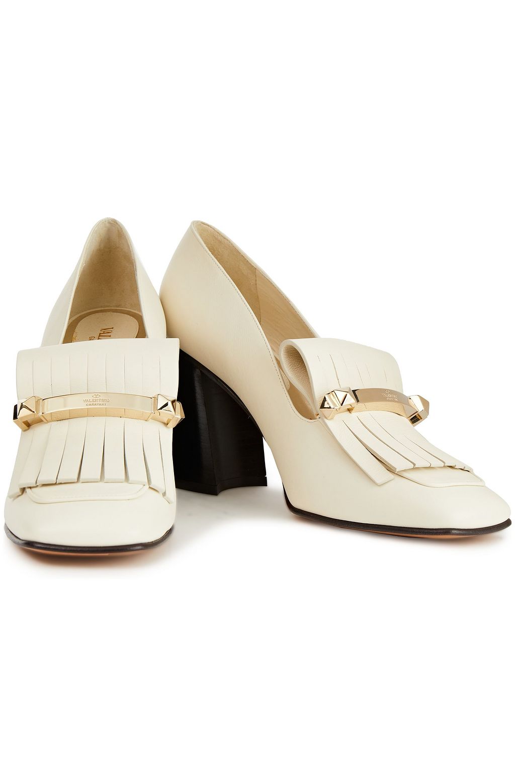 VALENTINO GARAVANI Uptown fringed embellished leather pumps