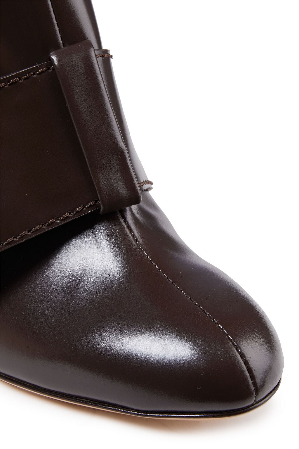 VALENTINO GARAVANI Bow-embellished glossed-leather ankle boots
