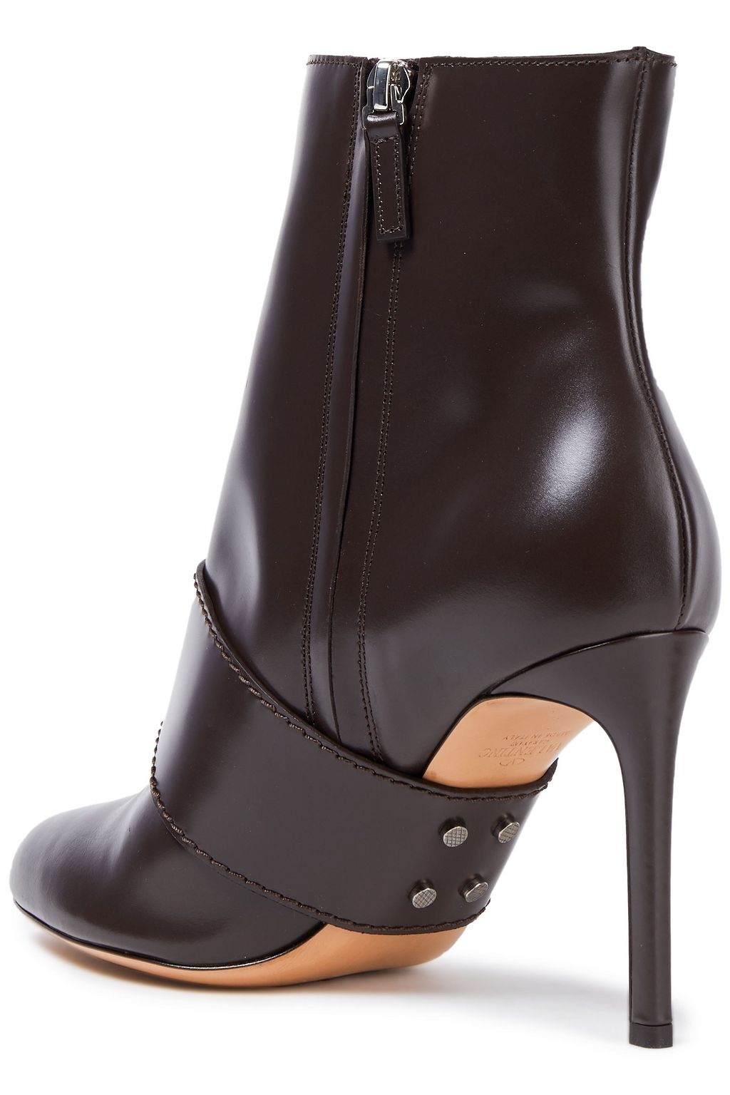 VALENTINO GARAVANI Bow-embellished glossed-leather ankle boots