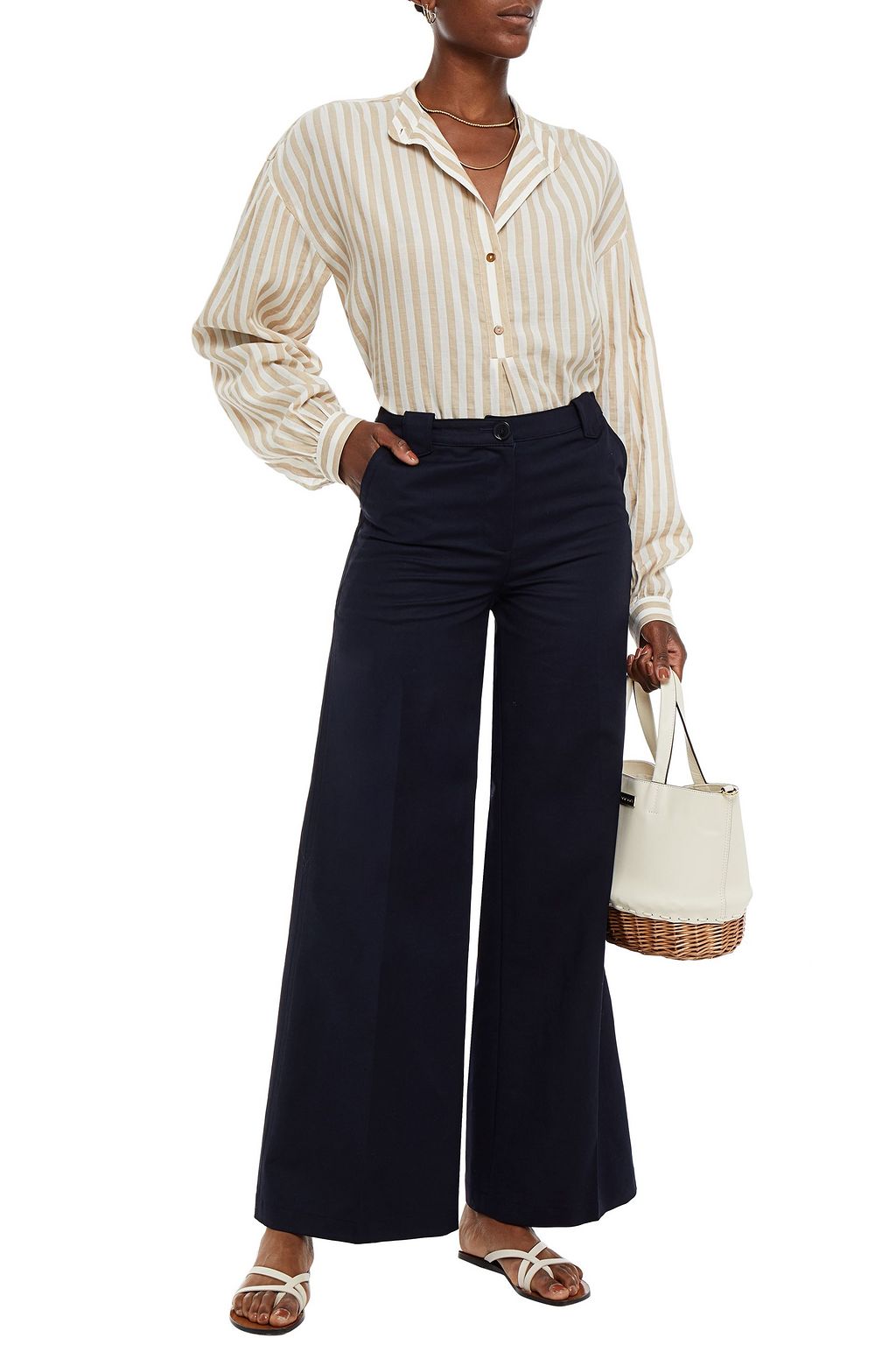 BA&SH Dove stretch-cotton wide-leg pants