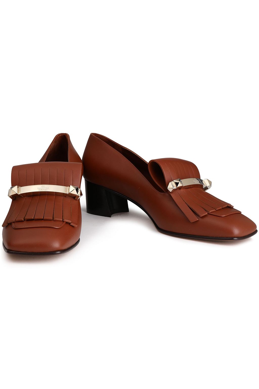 VALENTINO GARAVANI Uptown fringed embellished leather pumps