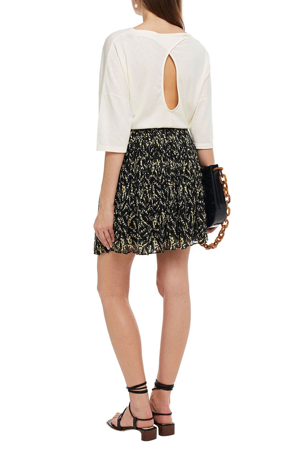 BA&SH Moodie pleated floral-print georgette mini skirt