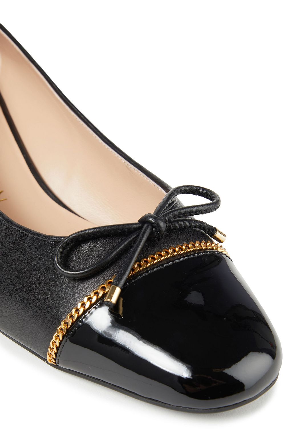 STUART WEITZMAN Gabby 45 chain-trimmed leather pumps