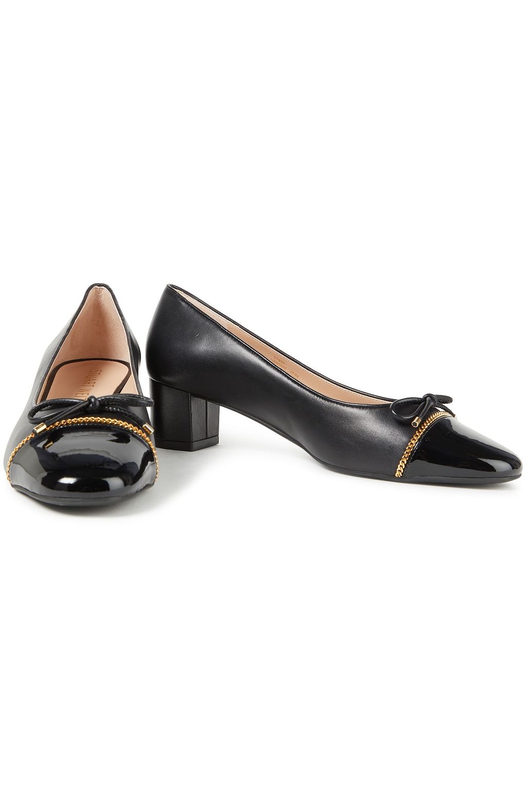 STUART WEITZMAN Gabby 45 chain-trimmed leather pumps