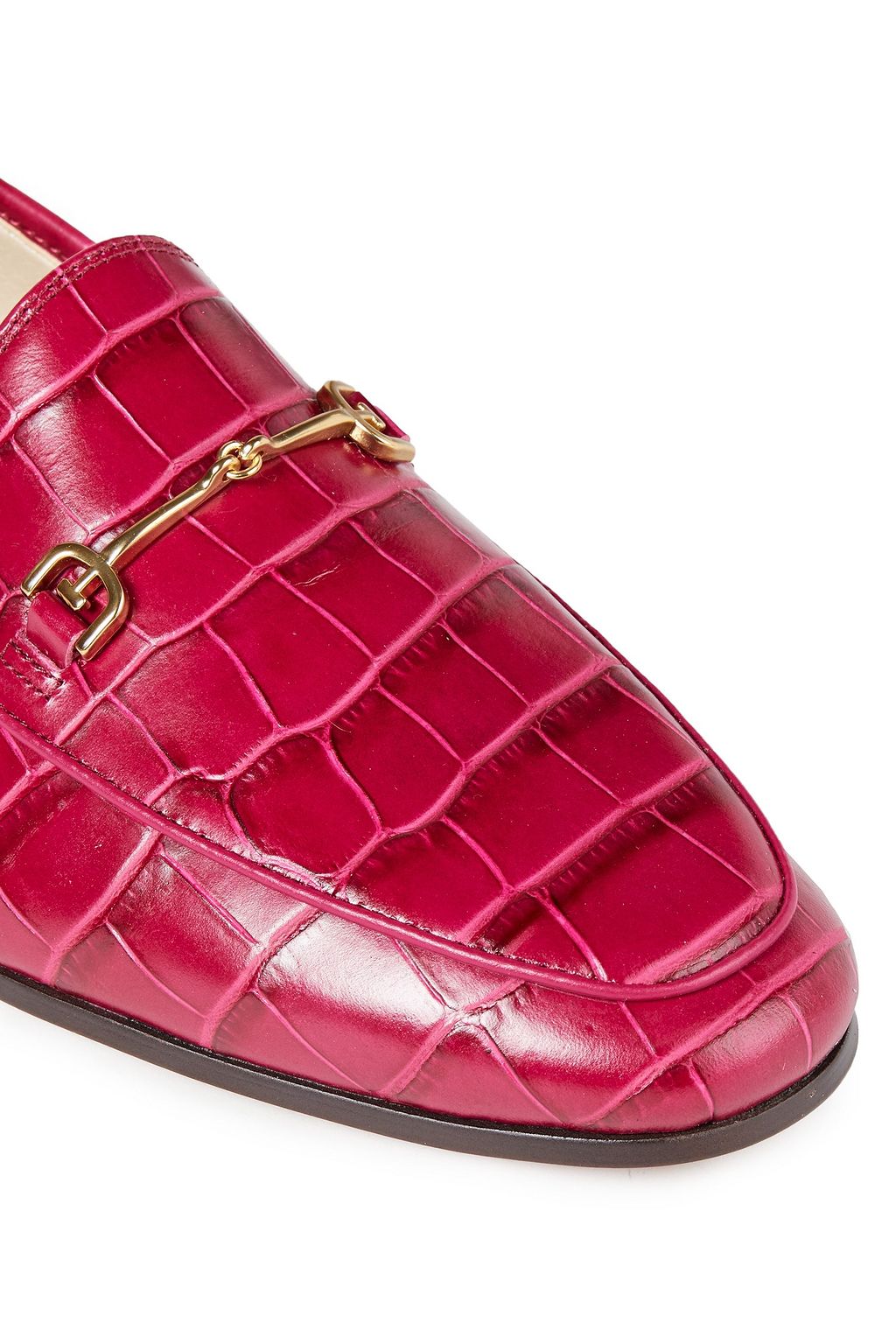 SAM EDELMAN Embellished croc-effect leather loafers