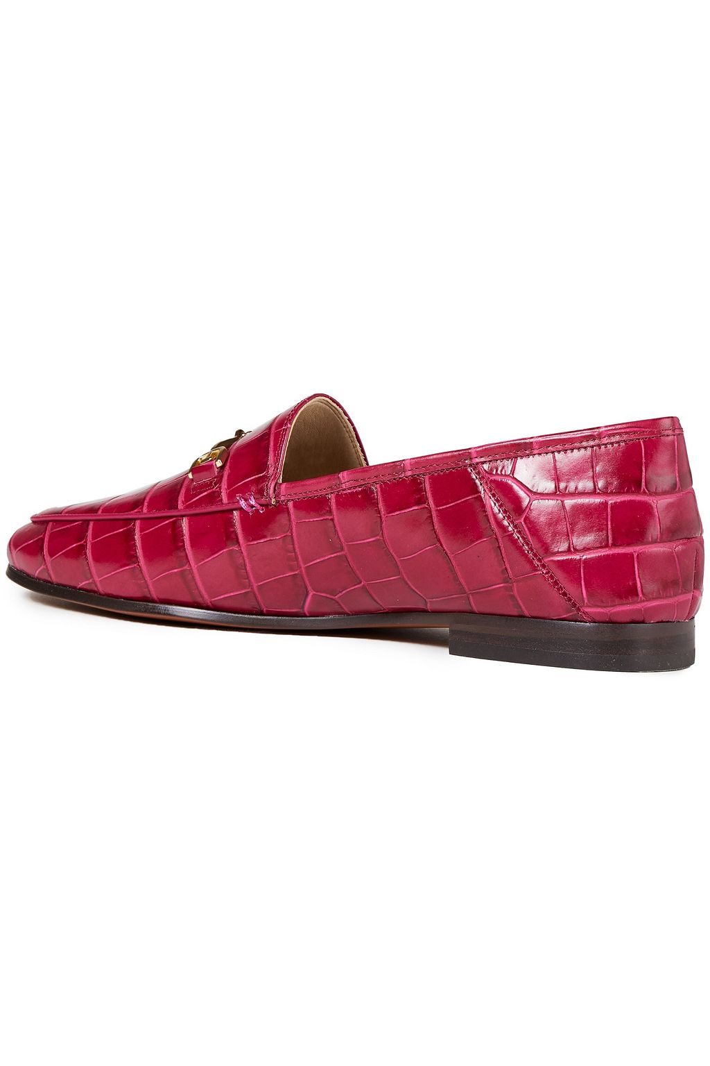SAM EDELMAN Embellished croc-effect leather loafers