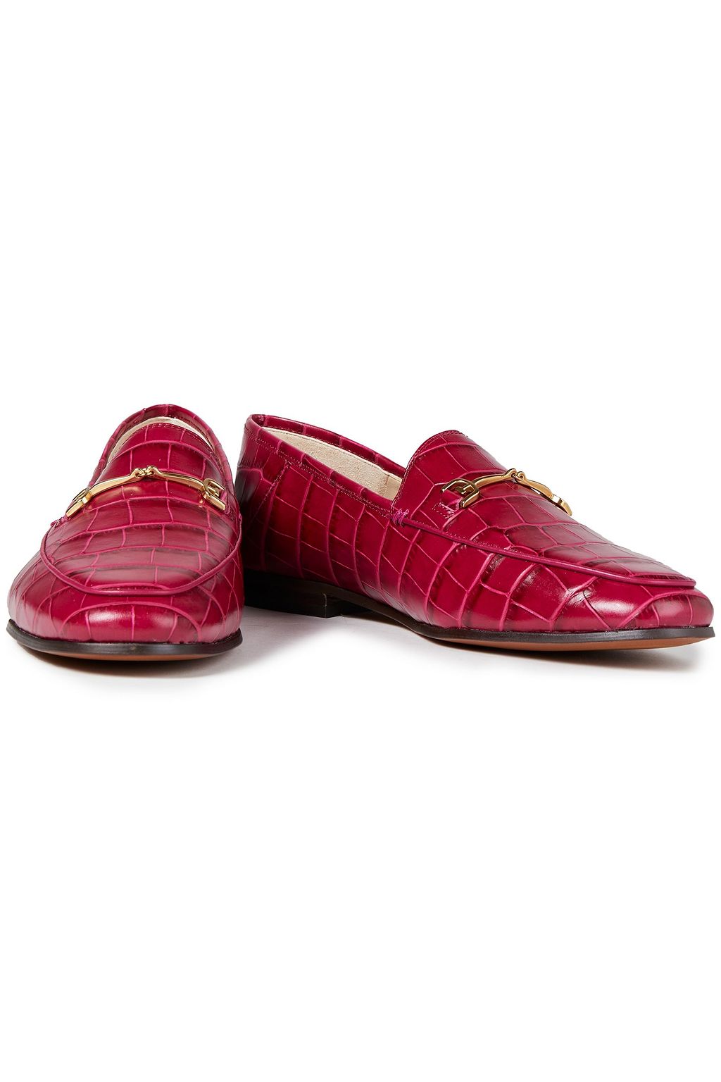 SAM EDELMAN Embellished croc-effect leather loafers