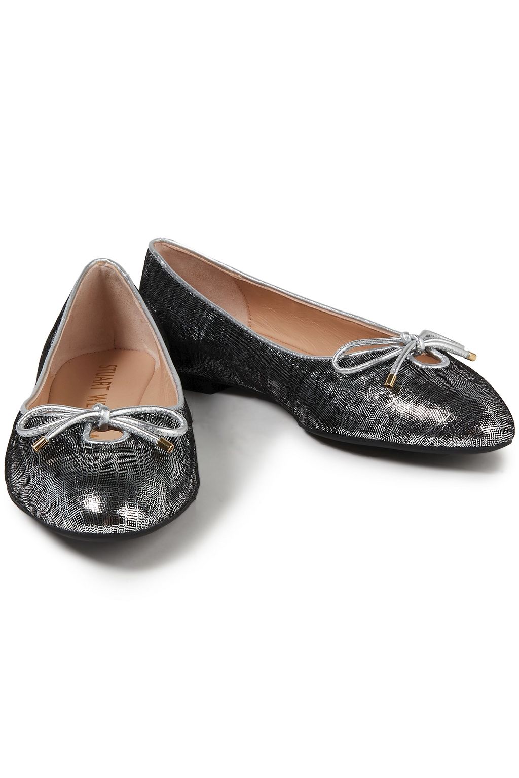 STUART WEITZMAN Gabby metallic suede ballet flats