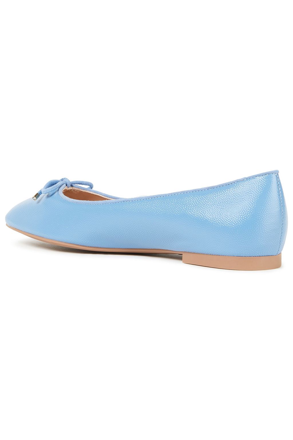 STUART WEITZMAN Gabby embellished patent pebbled-leather ballet flats