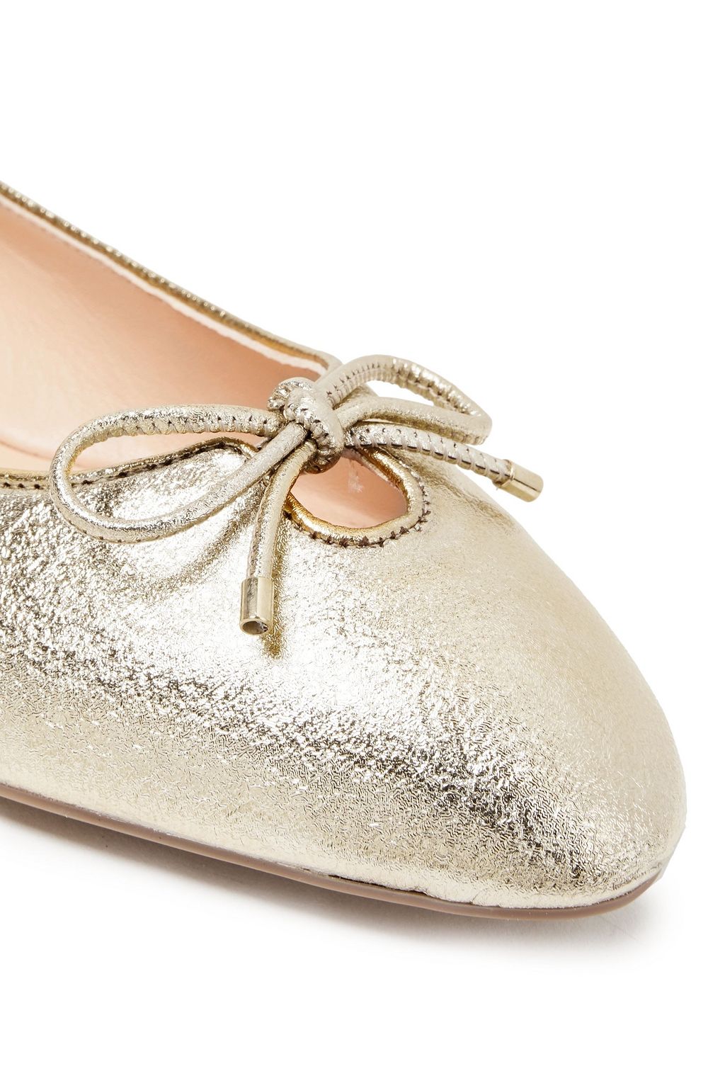 STUART WEITZMAN Gabby metallic textured-leather ballet flats