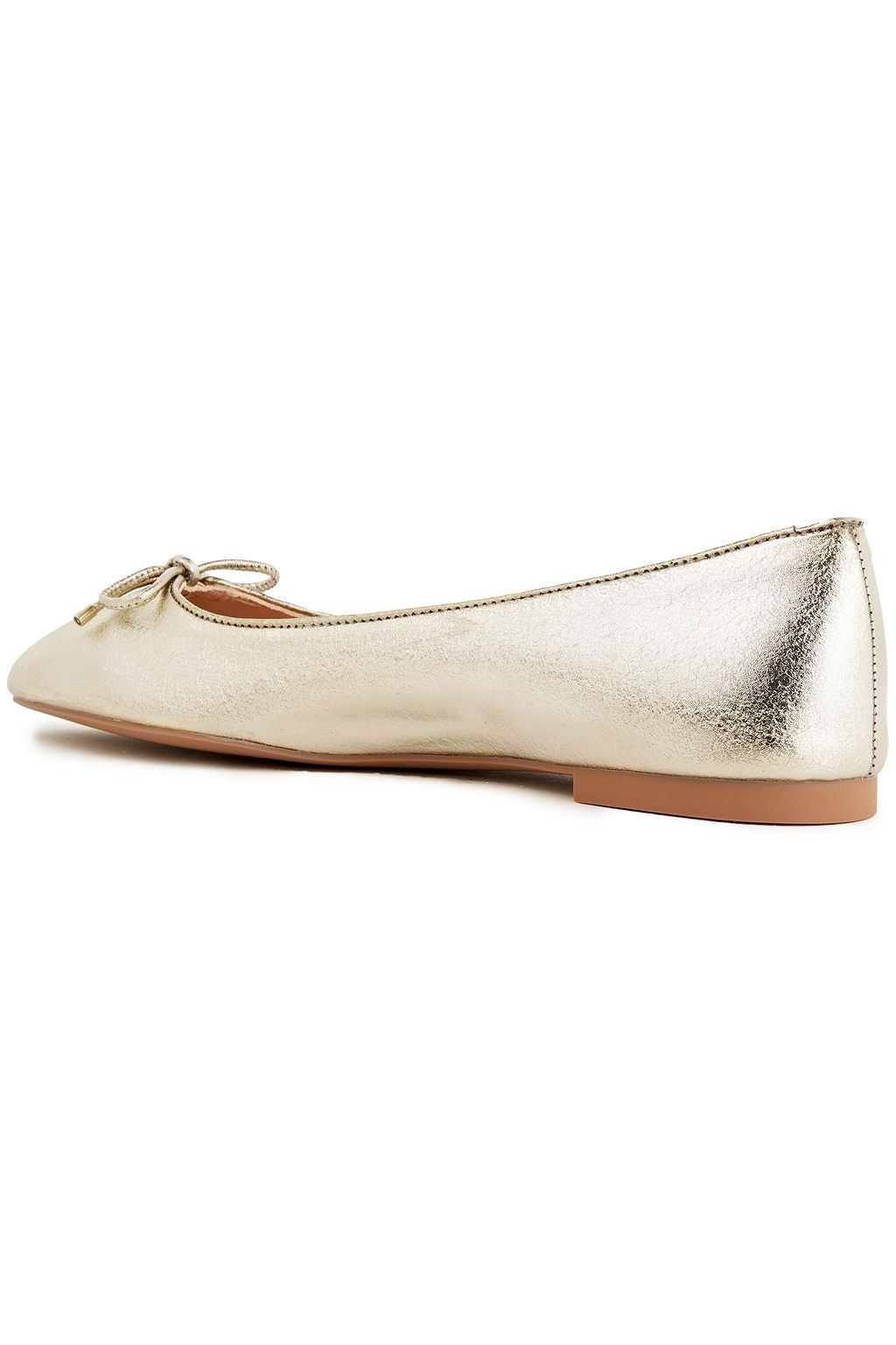 STUART WEITZMAN Gabby metallic textured-leather ballet flats