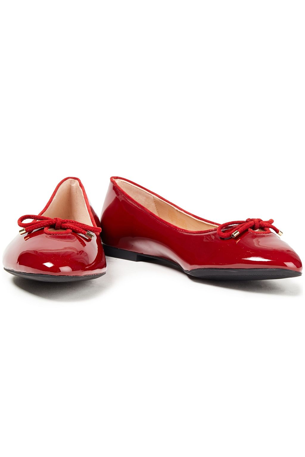STUART WEITZMAN Gabby embellished patent-leather ballet flats