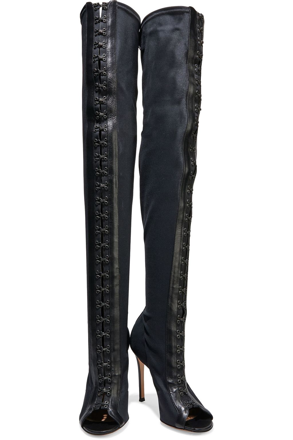 GIANVITO ROSSI Leather-trimmed faille over-the-knee boots