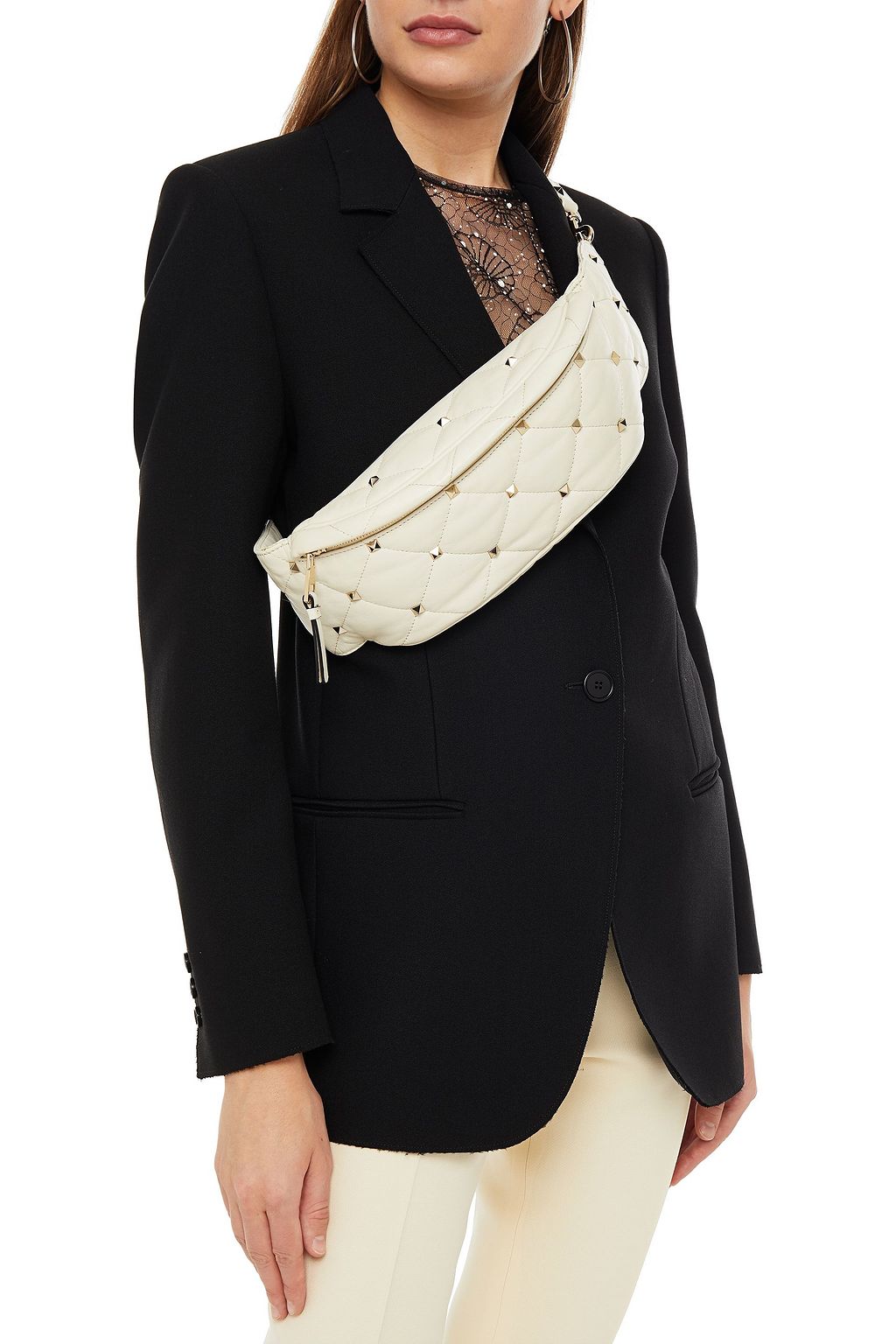VALENTINO GARAVANI Rockstud Spike quilted leather belt bag