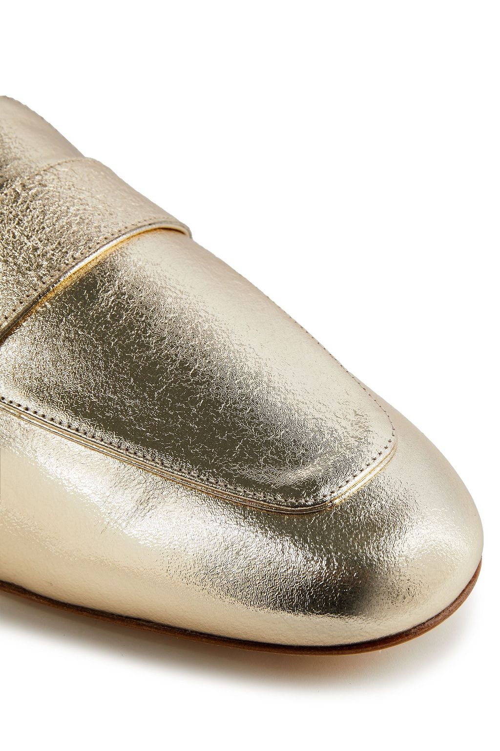 STUART WEITZMAN Payson embellished metallic leather slippers