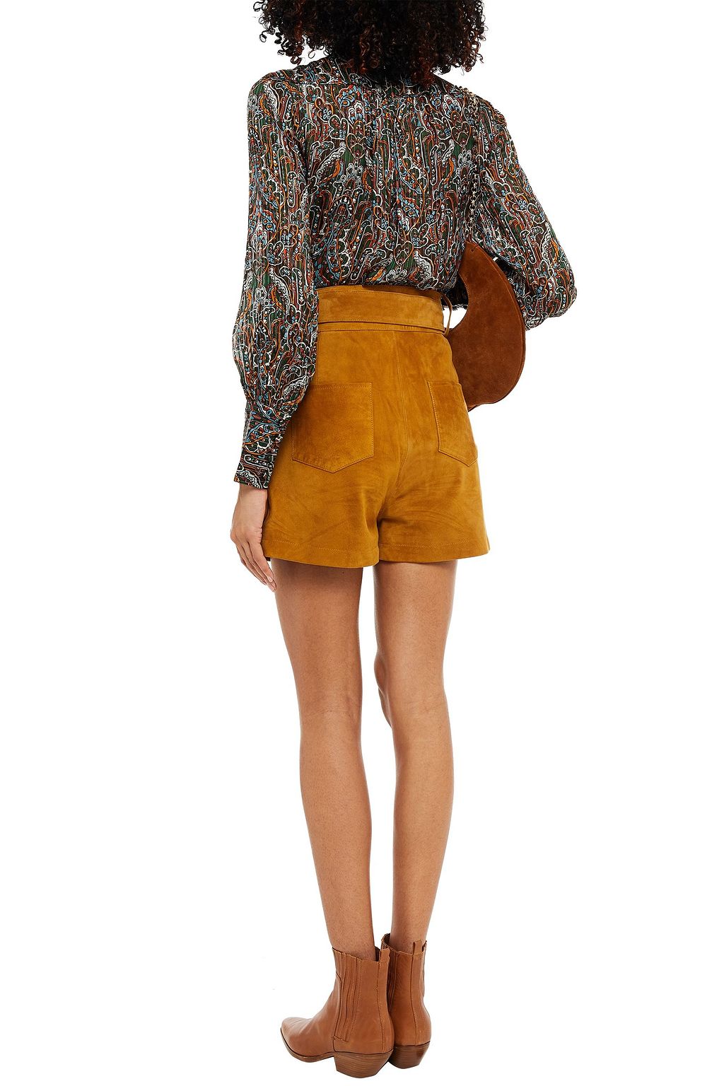 VERONICA BEARD Zaylee pussy-bow printed metallic silk-blend blouse