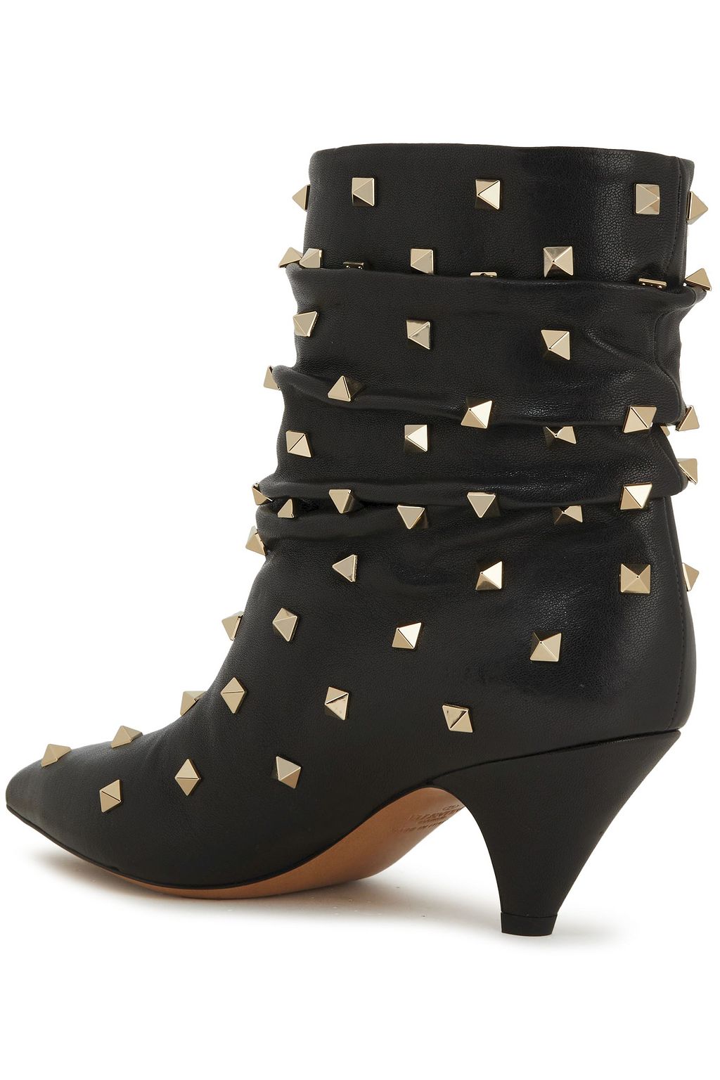 VALENTINO GARAVANI Rockstud Spike ruched leather ankle boots