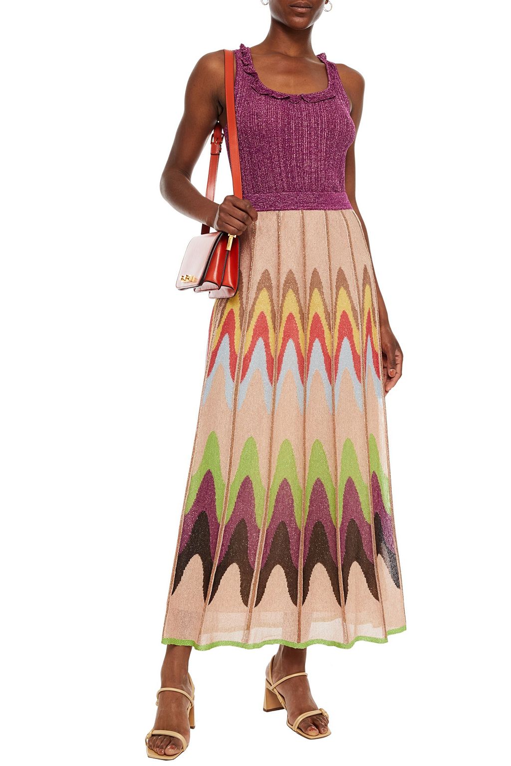 M MISSONI ラッフルトリム メタリックかぎ針編みニット タンクトップ