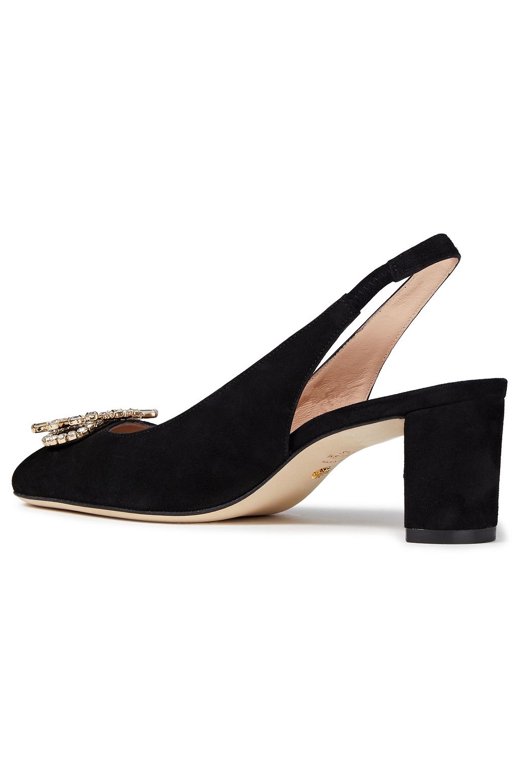 STUART WEITZMAN Amaya 60 crystal-embellished suede slingback pumps