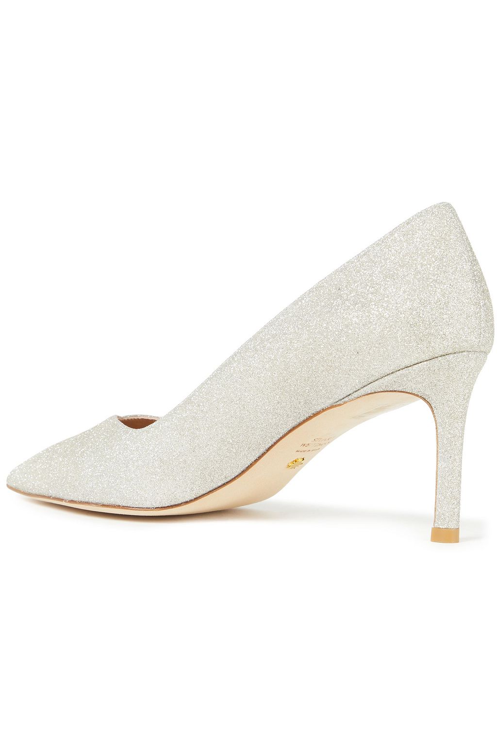 STUART WEITZMAN Anny 70 glittered faux leather pumps