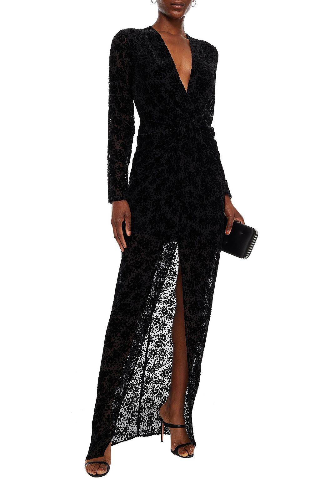 VERONICA BEARD Ruthie twist-front devoré-velvet maxi dress