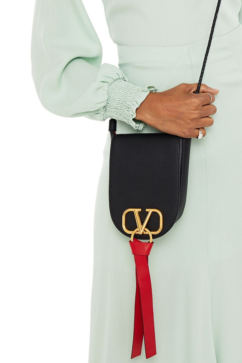 VALENTINO GARAVANI VRING pebbled-leather shoulder bag