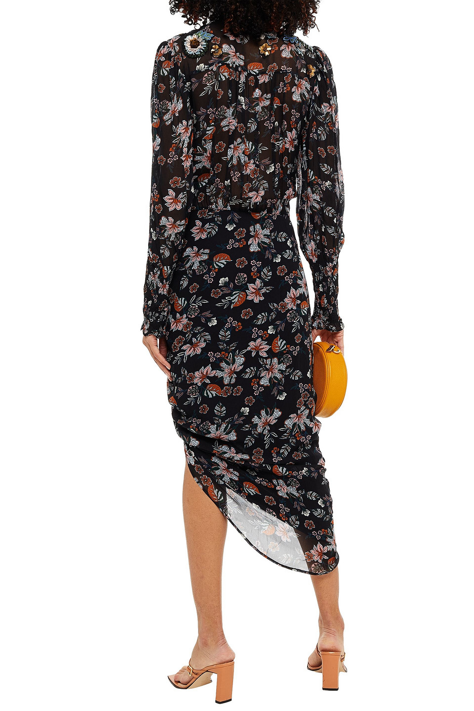  Veronica Beard - Shaia Kleid Aus Crêpe Mit Floralem Print, Verzierung Und Wickeleffekt - Schwarz - Us 2 