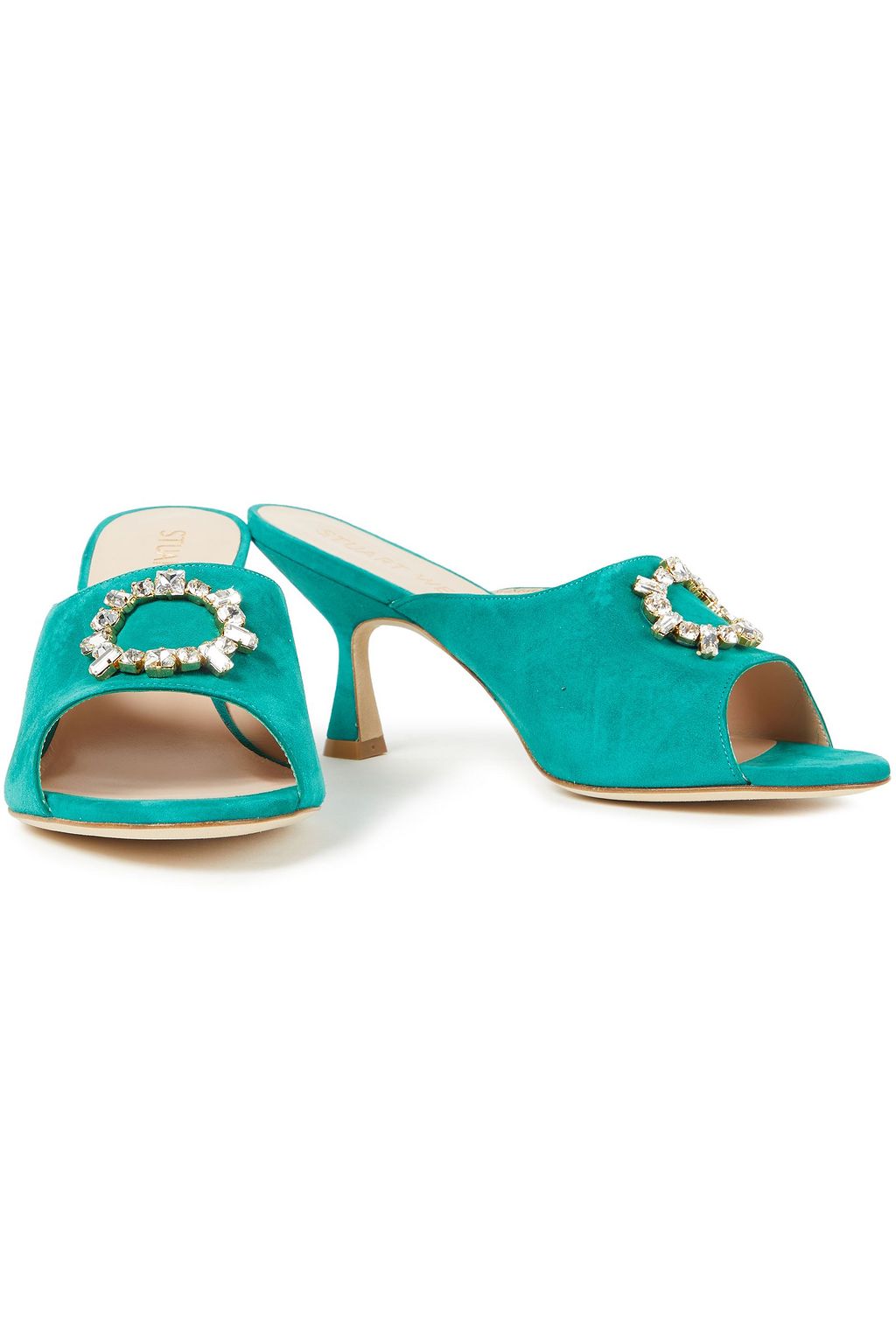 STUART WEITZMAN Merilou crystal-embellished suede mules