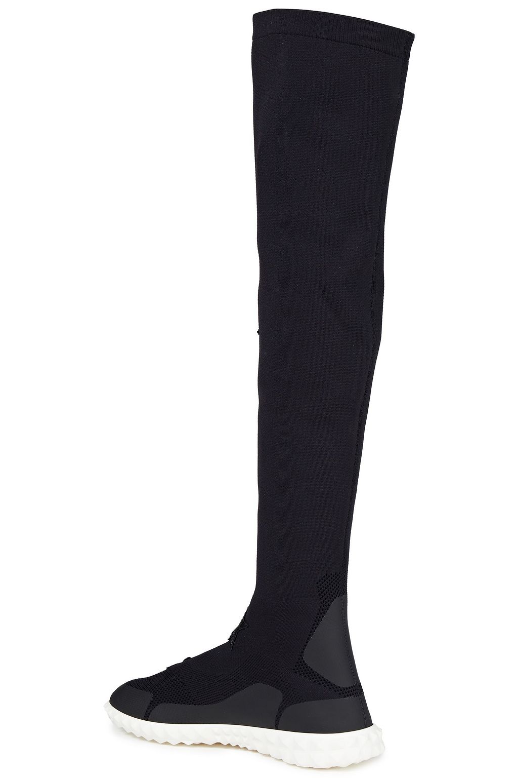 VALENTINO GARAVANI Embellished stretch-knit over-the-knee boots