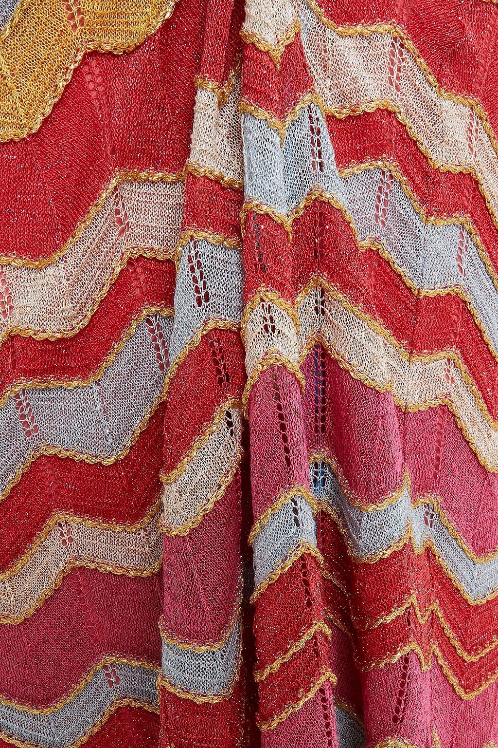 M MISSONI Bow-detailed metallic crochet-knit maxi dress