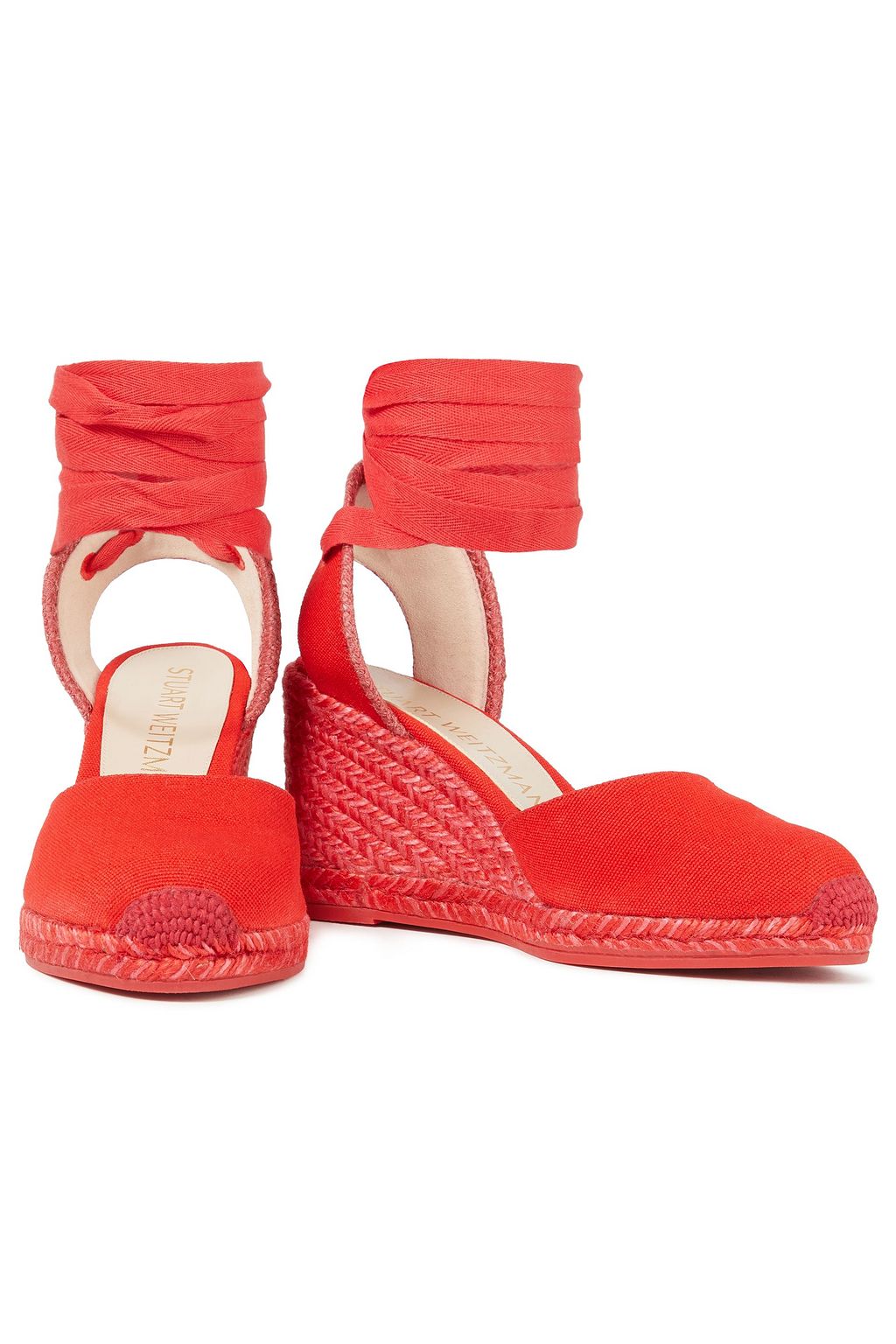 STUART WEITZMAN Marguerita canvas wedge espadrilles