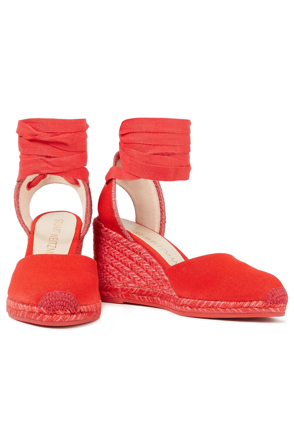 Stuart Weitzman Marguerita Canvas Wedge Espadrilles In Red