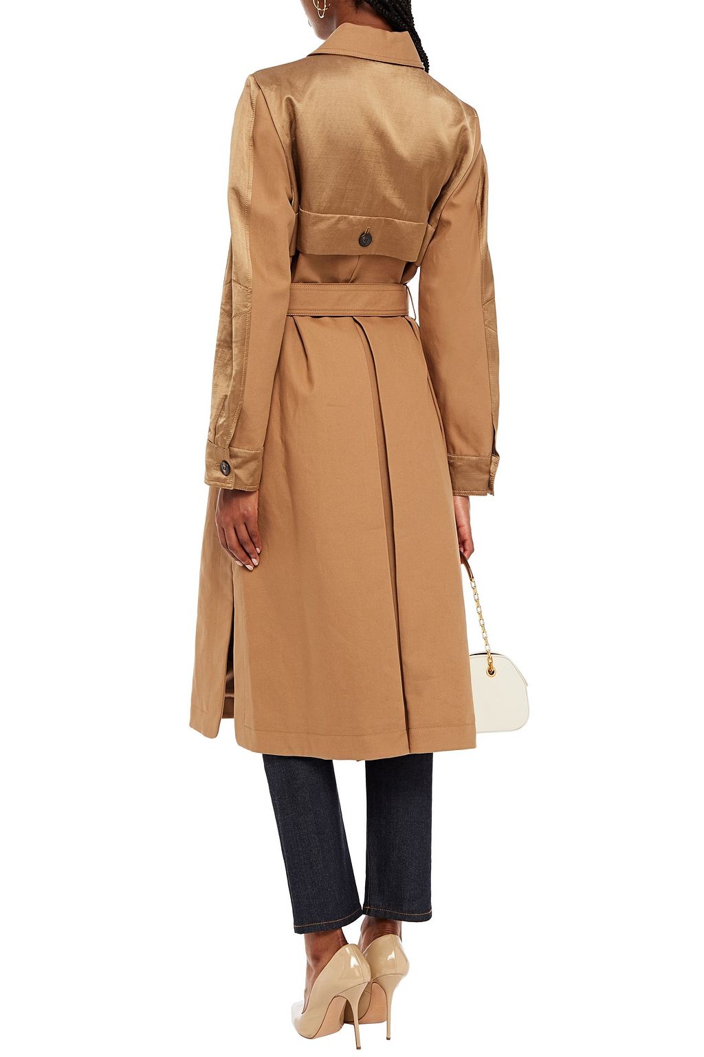 KATE SPADE NEW YORK Icon satin-paneled belted cotton-gabardine trench coat
