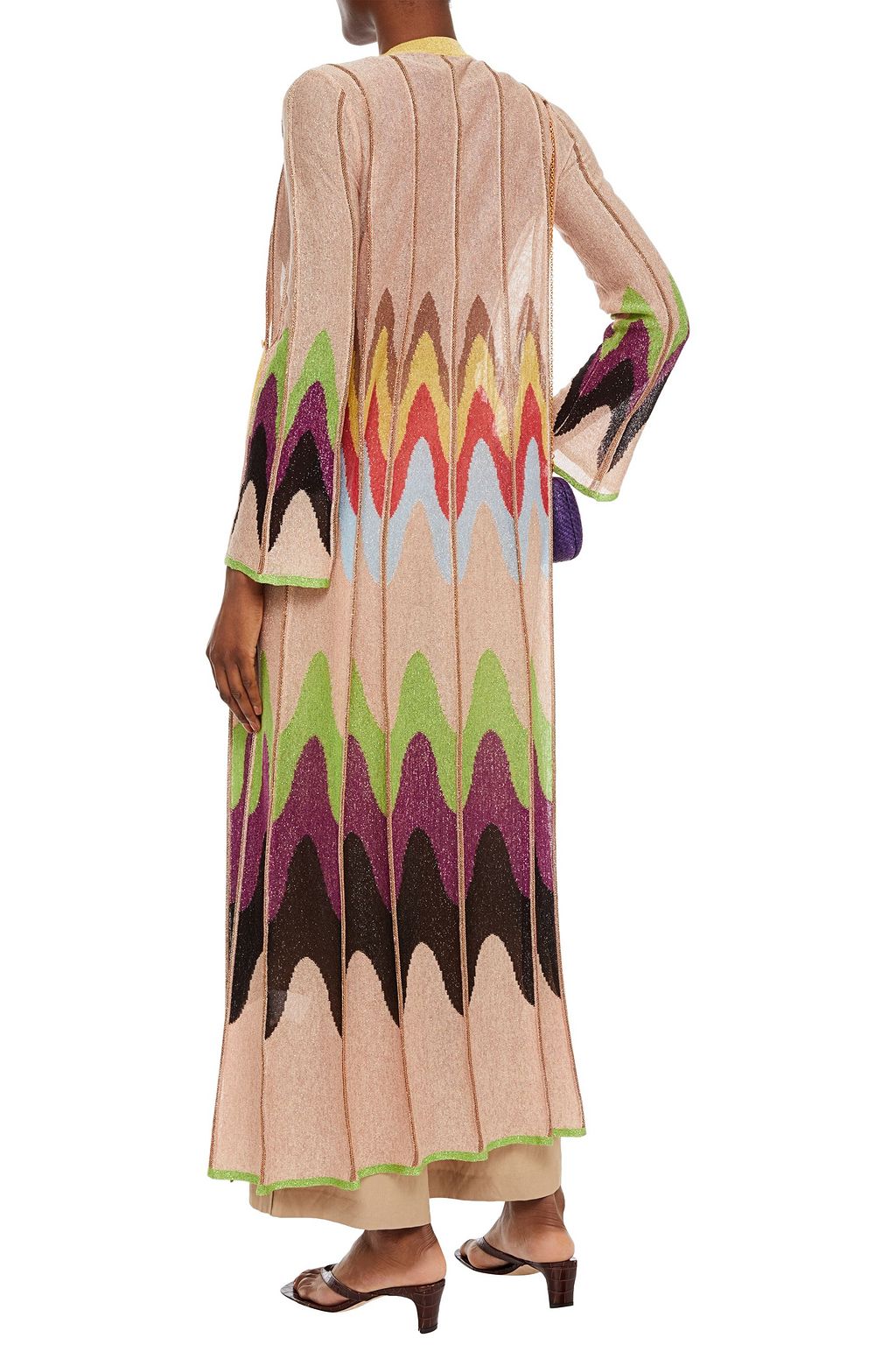 M MISSONI Pleated metallic crochet-knit cardigan