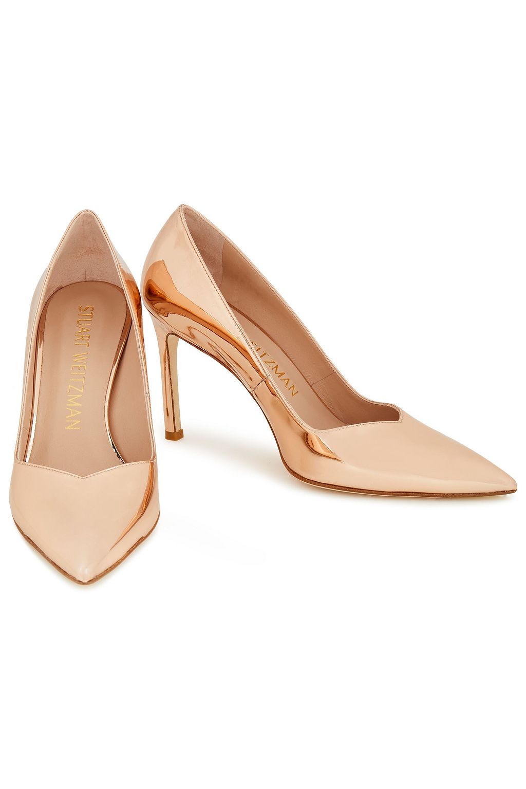 STUART WEITZMAN Anny mirrored faux leather pumps