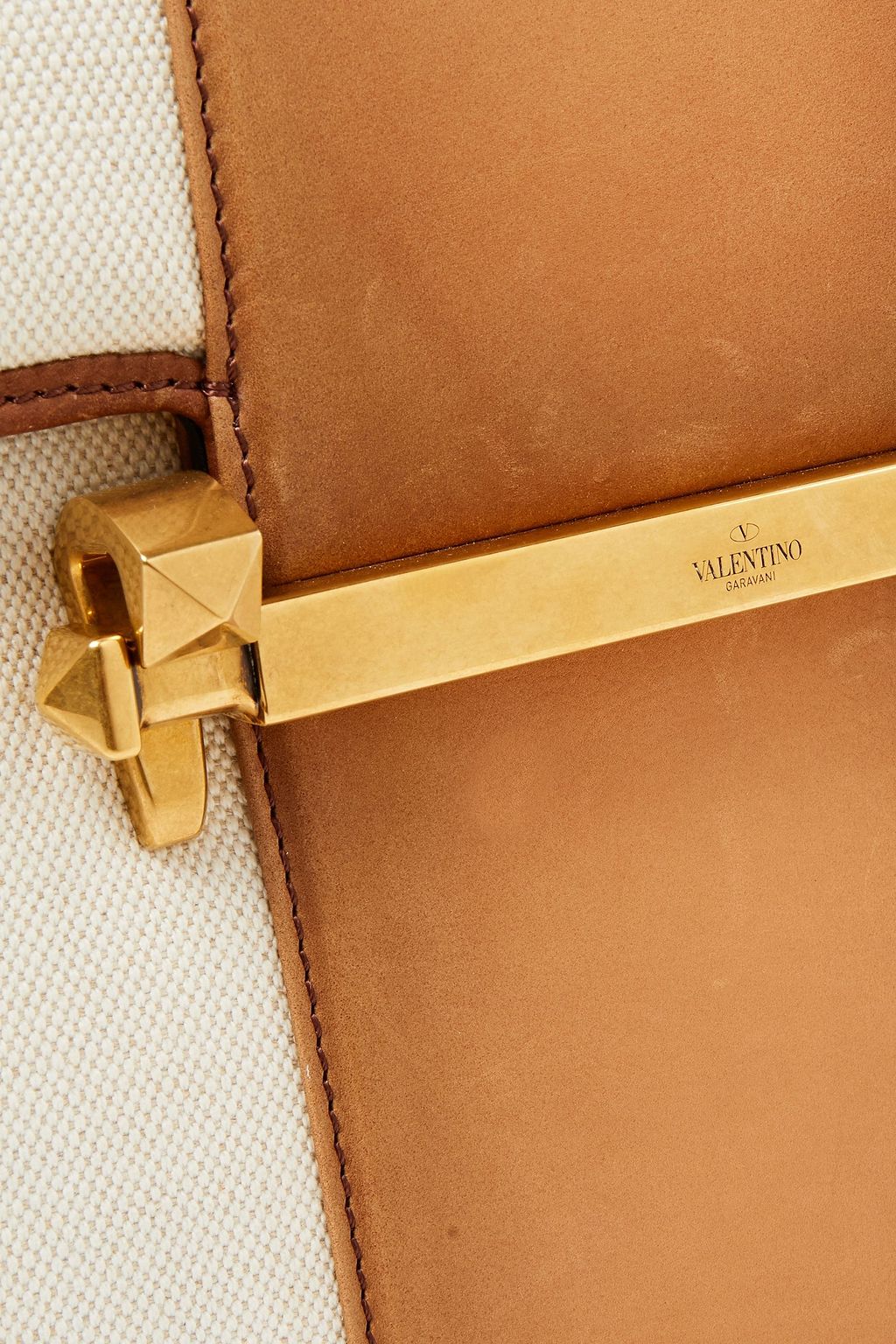 VALENTINO GARAVANI Uptown leather and canvas tote