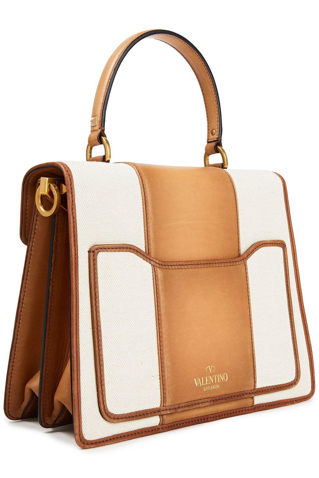 VALENTINO GARAVANI Uptown leather and canvas tote