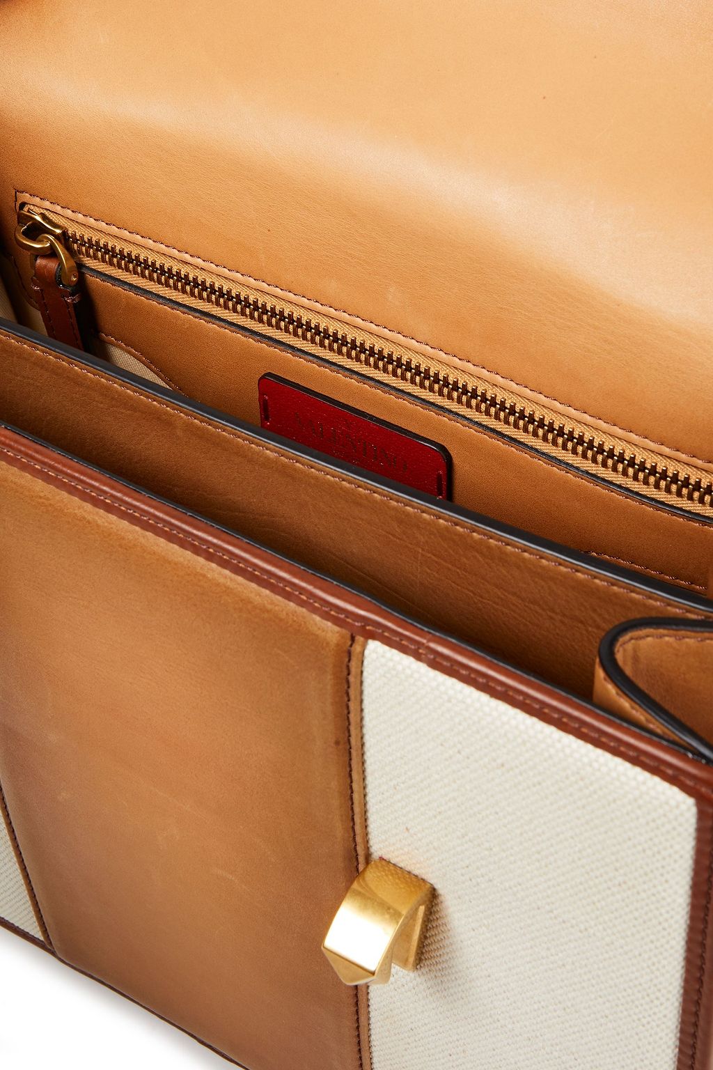 VALENTINO GARAVANI Uptown leather and canvas tote