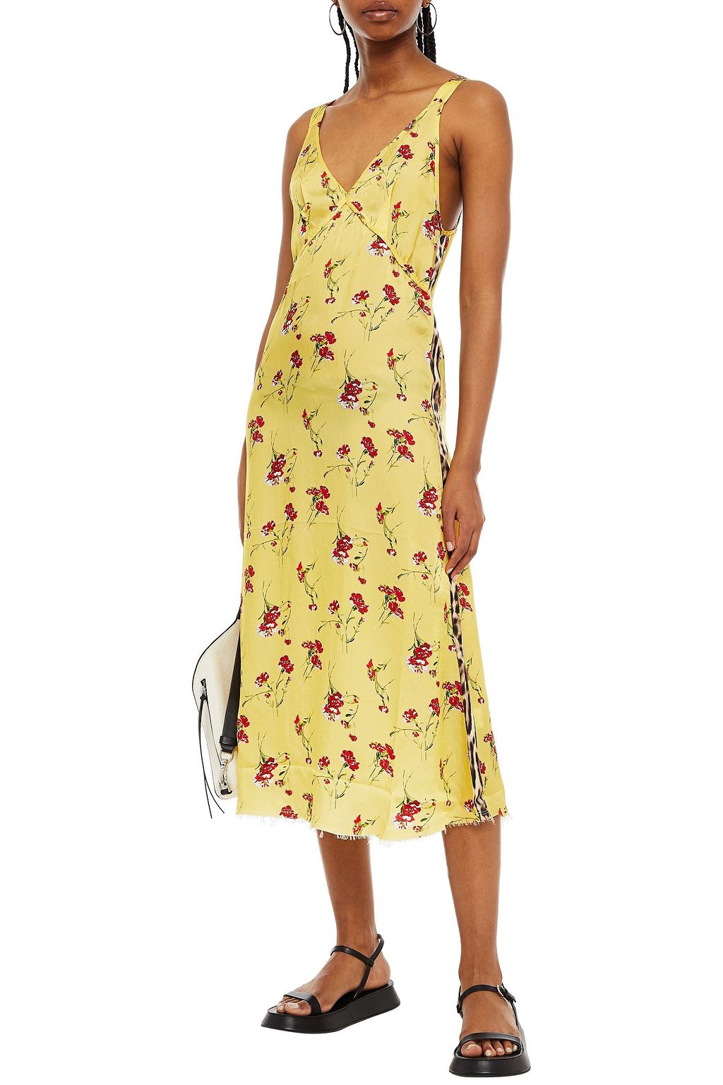 R13 Printed cupro-twill midi dress