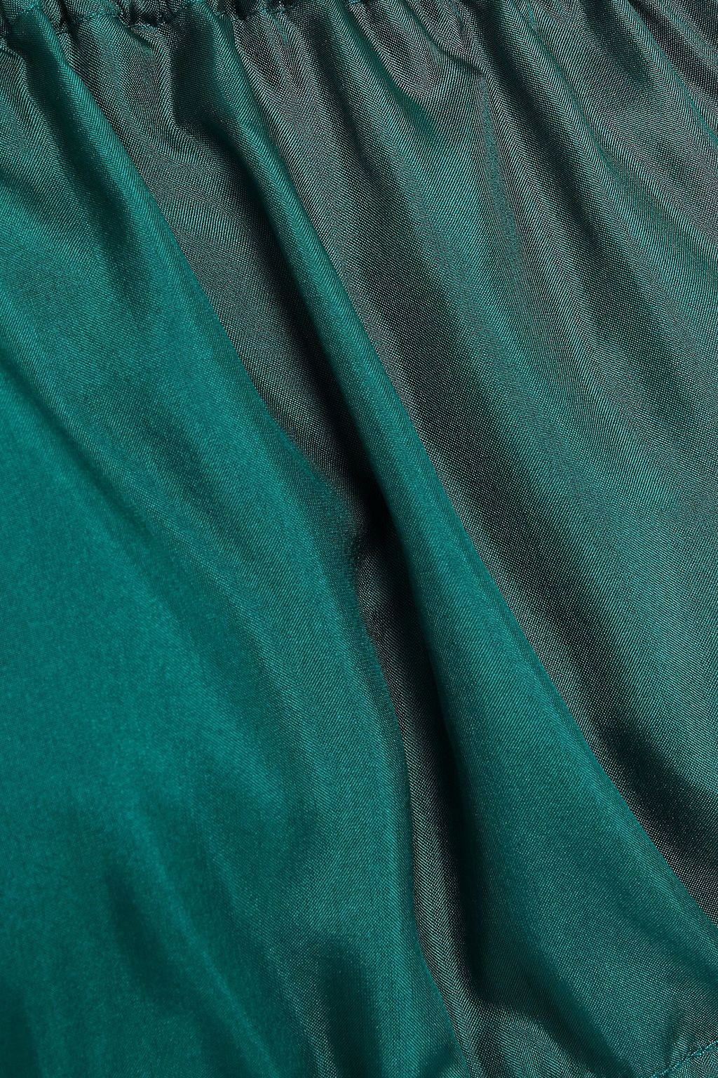 I.D. SARRIERI Off-the-shoulder cropped silk-satin top