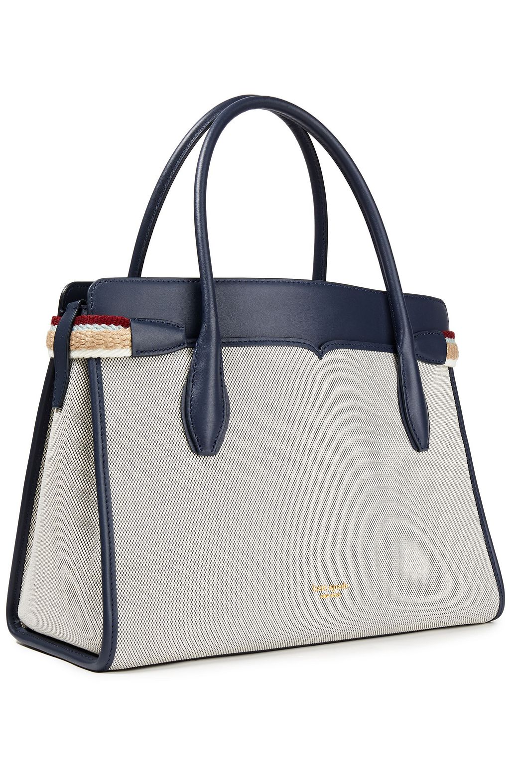 KATE SPADE NEW YORK Faux leather-trimmed cotton-canvas tote