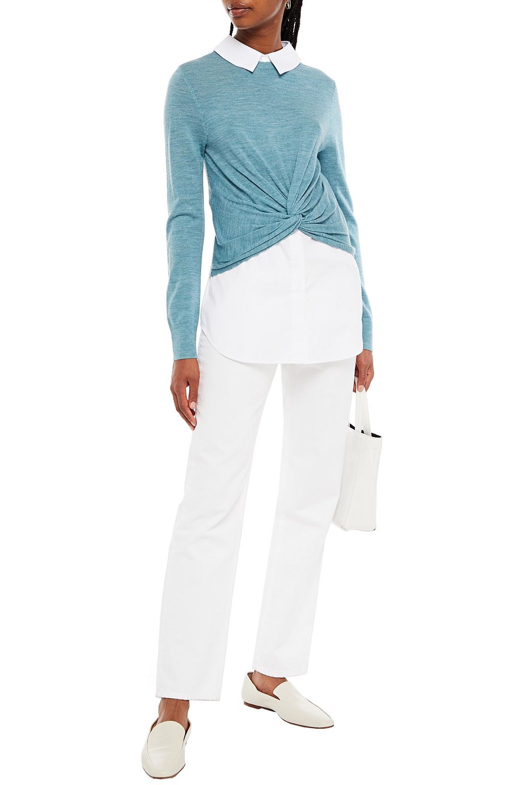 VERONICA BEARD Twisted mélange merino wool sweater