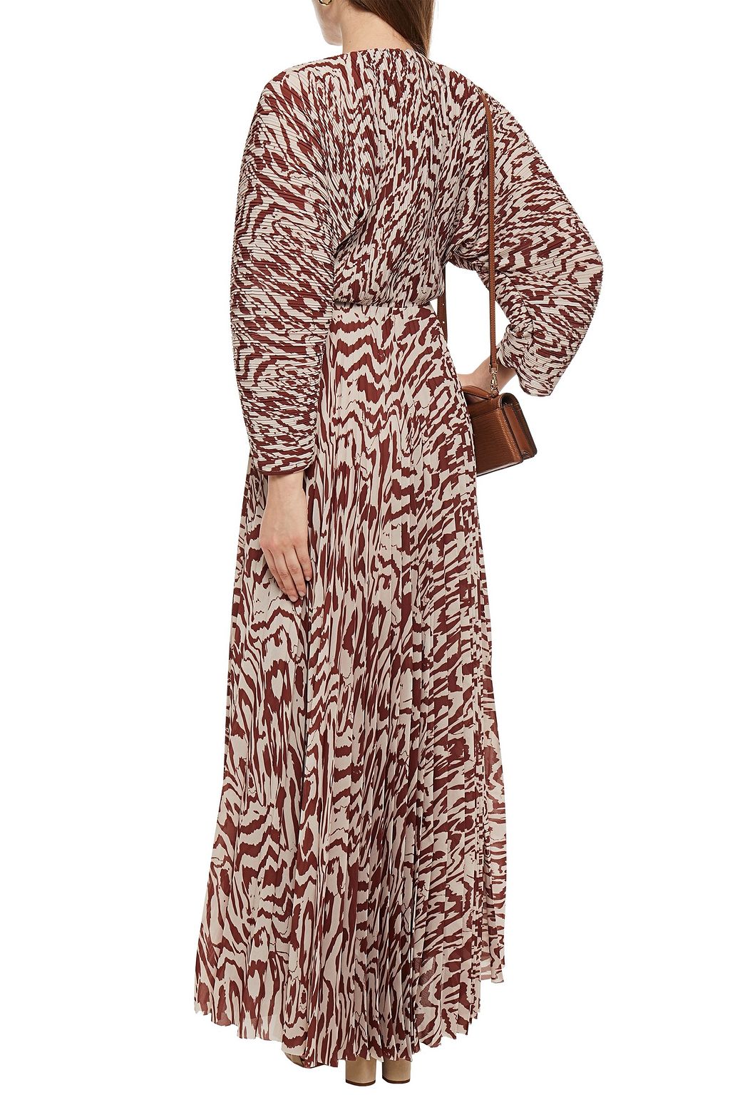 SOLACE LONDON Taima printed plissé-crepe maxi dress