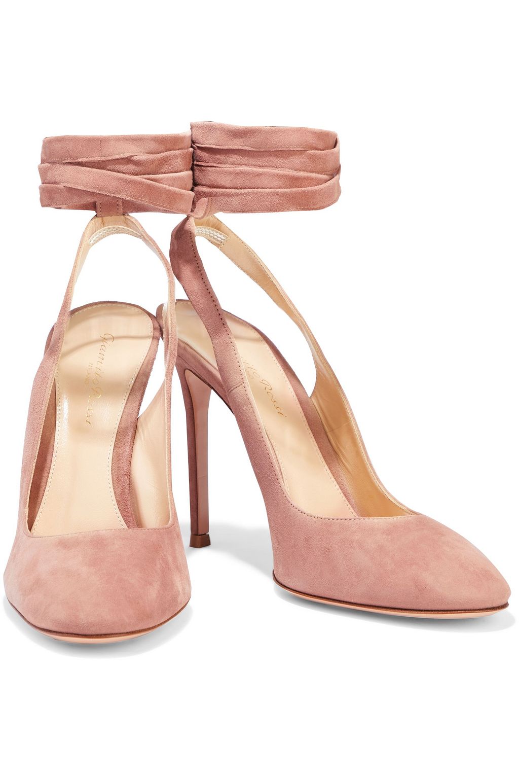 GIANVITO ROSSI 105 lace-up suede slingback pumps