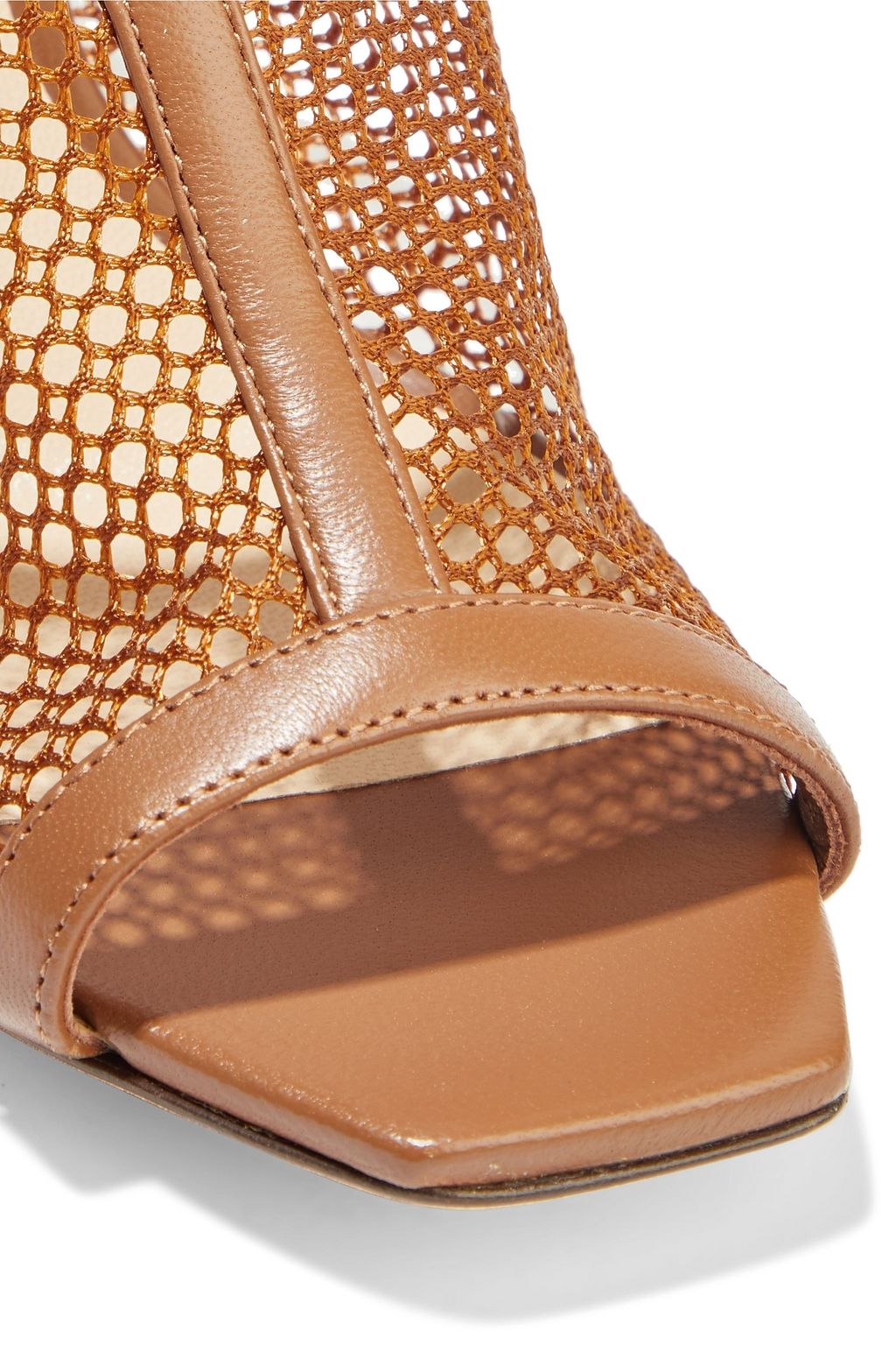 JIMMY CHOO Joud 85 leather-trimmed mesh mules