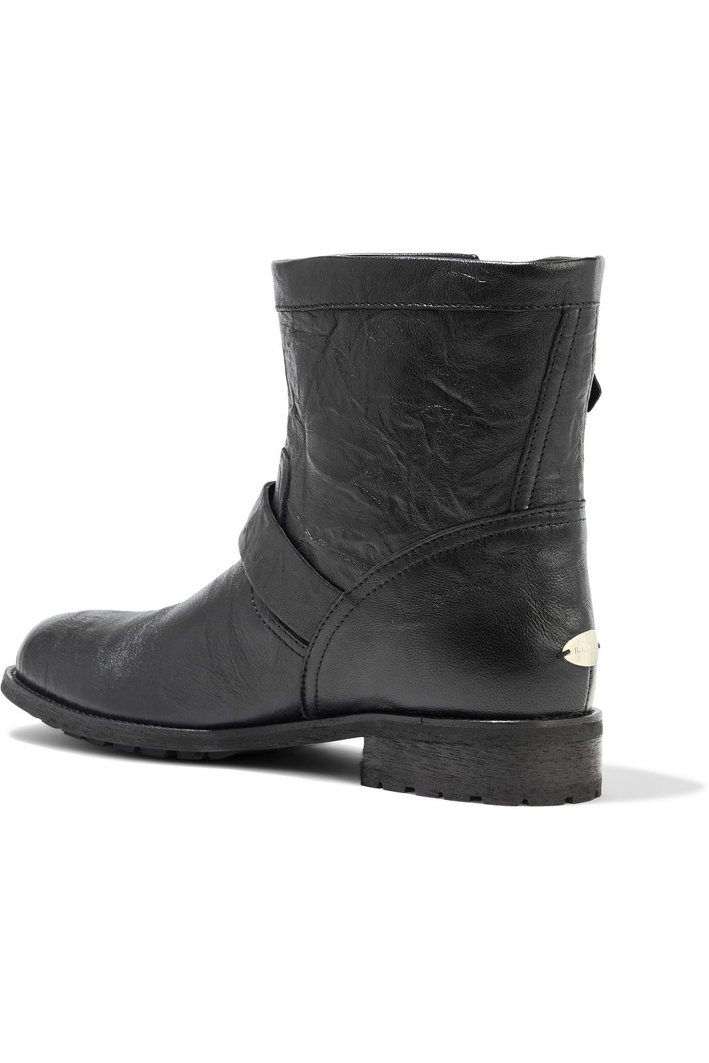 JIMMY CHOO Youth buckled crinkled-leather ankle boots