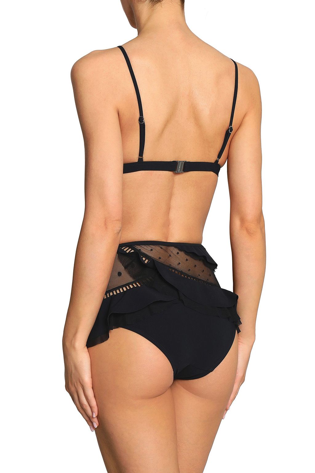 ZIMMERMANN Point d'esprit-paneled ruffled high-rise bikini briefs