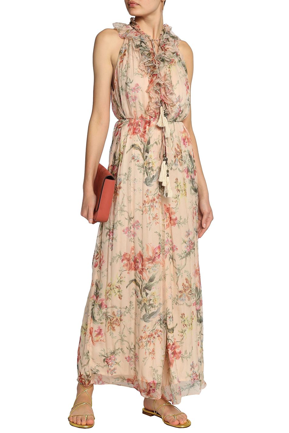peach floral jumpsuit